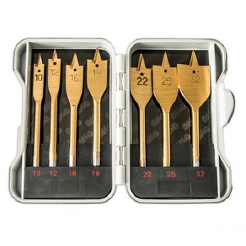Sada plochých vrtákov do dreva 10,12,16,19,22,25,32 mm SB007 Sada plochých vrtákov do dreva 10,12,16,19,22,25,32 mm SB007