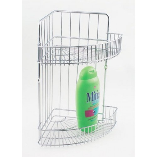 SAPHO CHROM LINE drôtená rohová polica dvojitá, chróm 27010