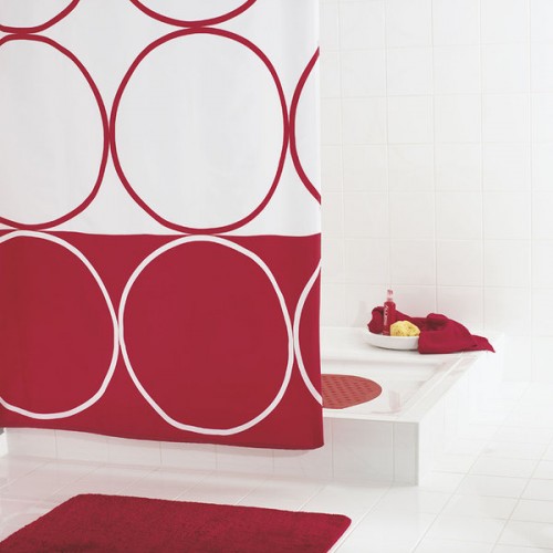 SAPHO CIRCLE sprchový záves 180x200cm, polyester, červená 46386 SAPHO CIRCLE sprchový záves 180x200cm, polyester, červená 46386