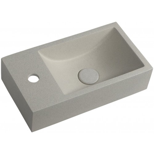 CREST L Betónové umývadlo vrátane výpuste, 40x22cm, ľavé, biely pieskovec AR410
