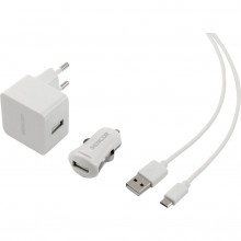 SENCOR KIT SCO 516-000WH USB kábel, nabíjačka biela 1M / WALL / CAR 30015740