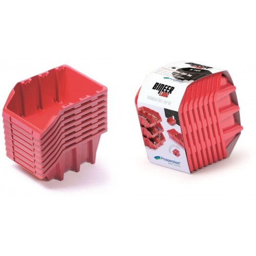 Prosperplast BINEER LONG SET Plastové úložné boxy 8 kusov, 160x98x160mm, červená KBILS16