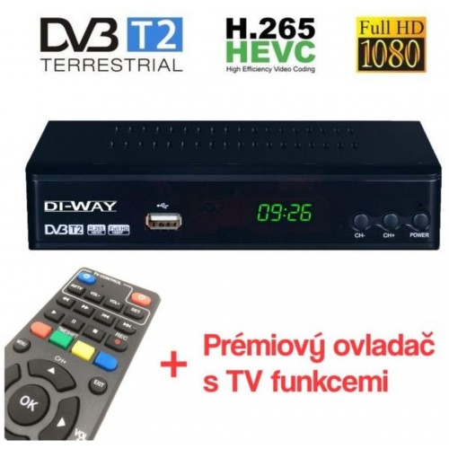 DI-WAY PRO2020 set-top-box FullHD s HEVC H.265 DVB-T2, USB prijímač J4722U22