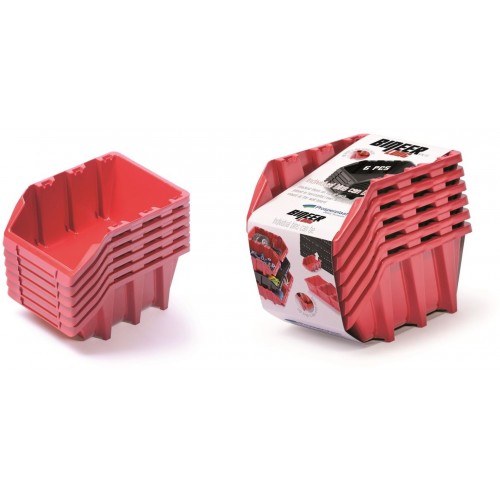 Kistenberg BINEER LONG SET Plastové úložné boxy 6 kusov, 249x158x213mm, červená KBILS25