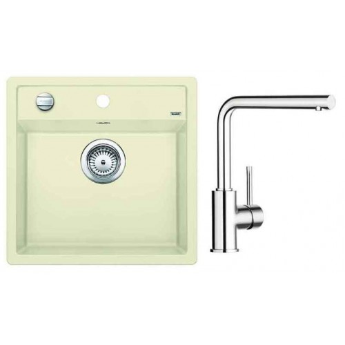 BLANCO SET drez DALAGO 5 jasmín + drezová batéria MILA chróm BLANCO SET drez DALAGO 5 jasmín + drezová batéria MILA chróm