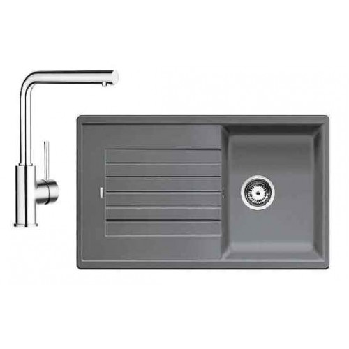 BLANCO SET drez ZIA 45 SL hliníková metalíza Silgranit + drezová batéria MILA chróm BLANCO SET drez ZIA 45 SL hliníková metalíza Silgranit + drezová batéria MILA chróm