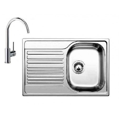 BLANCO SET TIPO 45 S COMPACT nerez + drezová batéria MIDA chróm BLANCO SET TIPO 45 S COMPACT nerez + drezová batéria MIDA chróm