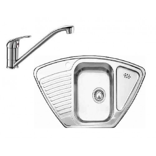 BLANCO SET TIPO 9 E nerez + drezová batéria Daras chróm