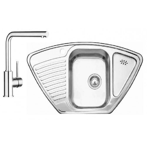 BLANCO SET TIPO 9 E nerez + drezová batéria MILA chróm