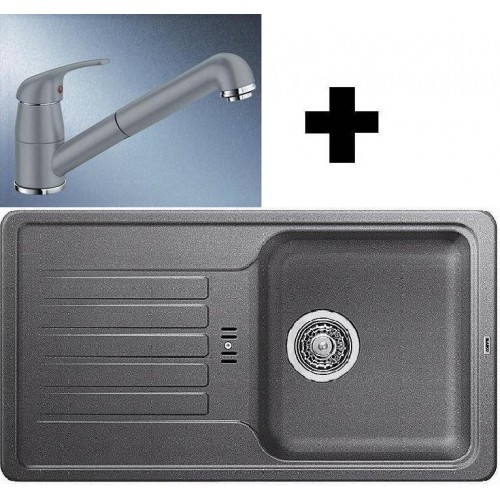 BLANCO SET granitový drez FAVOS Mini hliníková metalíza a batérie Daras-S