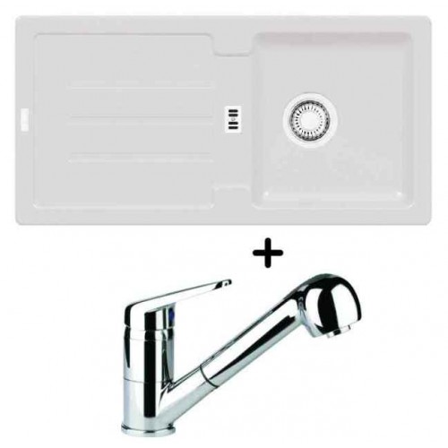 Franke SET G26 granitový drez STG 614 biela-ľad + drezová batéria FC 9547.031 Franke SET G26 granitový drez STG 614 biela-ľad + drezová batéria FC 9547.031
