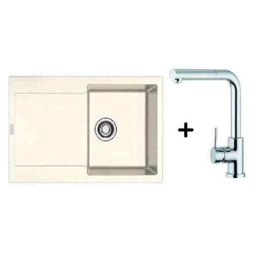 Franke SET G40 granitový drez MRG 611.094 biela - ľad + drezová batéria FN 0147