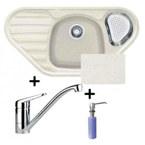 Franke SET G45 granitový drez COG 651 E biela + drezová batéria FC 9541.031 + FD 300