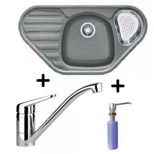 Franke SET G45 granitový drez COG 651 E sivá + drezová batéria FC 9541.031 + FD 300