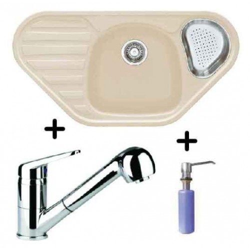 Franke SET G46 granitový drez COG 651 E sahara + drezová batéria FC 9547.031 + FD 300