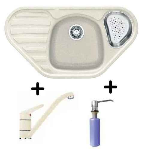Franke SET G47 granitový drez COG 651 E vanilka + drezová batéria FC 9541.072 + FD 300
