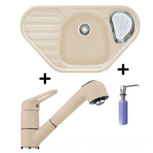 Franke SET G48 granitový drez COG 651 E sahara + drezová batéria FC 9547.082 + FD 300