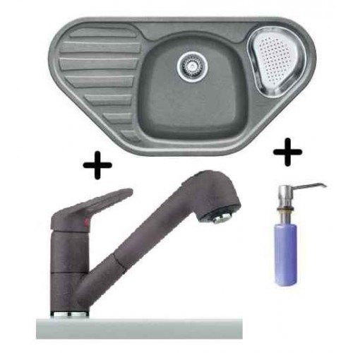 Franke SET G48 granitový drez COG 651 E sivý kameň + drezová batéria FC 9547.084 + FD 300