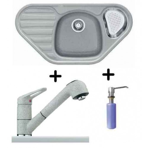 Franke SET G48 granitový drez COG 651 E strieborná + drezová batéria FC 9547.098 + FD 300