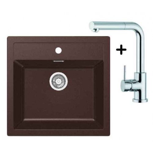 Franke SET T12 tectonitový drez SID 610 hnedá + drezová batéria FN 0147