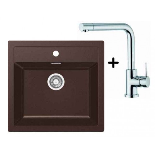 Franke SET T13 tectonitový drez SID 610 hnedá + drezová batéria Samoa