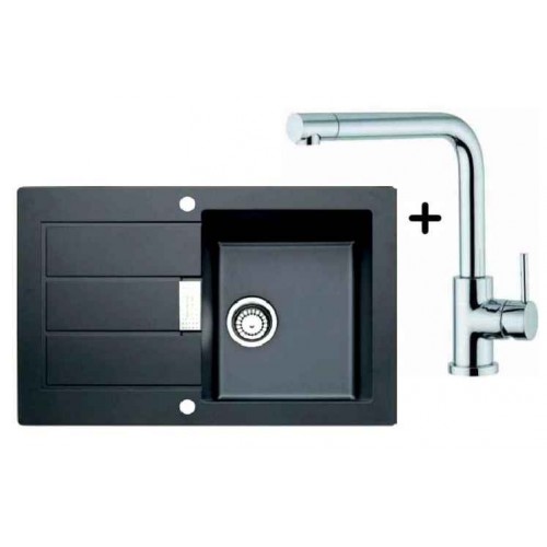 Franke SET T14 tectonitový drez SID 611-78 čierna + drezová batéria Samoa