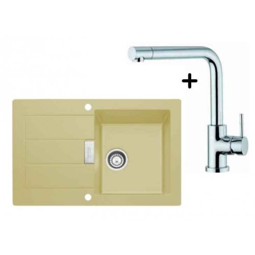 Franke SET T14 tectonitový drez SID 611-78 kávová + drezová batéria Samoa