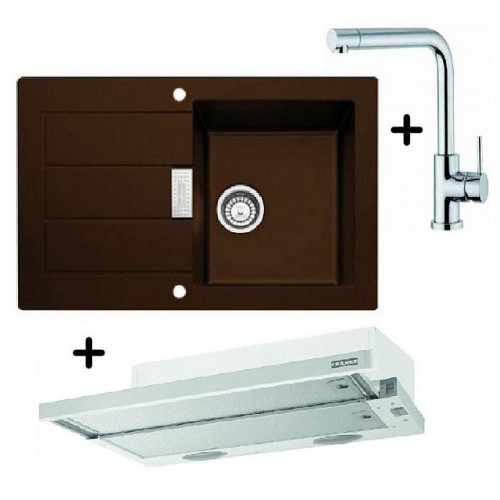 Franke SET T18 tectonitový drez SID 611-78 hneda + drezová batéria Samoa + FTC 6032 GR/XS