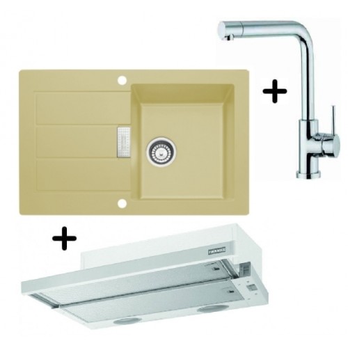 Franke SET T18 tectonitový drez SID 611-78 kávová + drezová batéria Samoa + FTC 6032 GR/XS