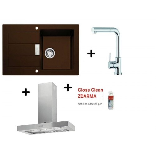 Franke SET T19 tectonitový drez SID 611-78 hneda+ drezová batéria FN 0147 + FTC 6032 GR/XS