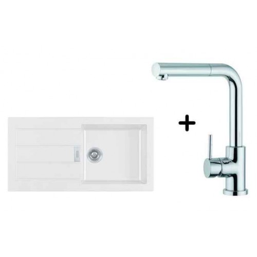 Franke SET T4 tectonitový drez SID 611 biela + drezová batéria FN 0147 Franke SET T4 tectonitový drez SID 611 biela + drezová batéria FN 0147