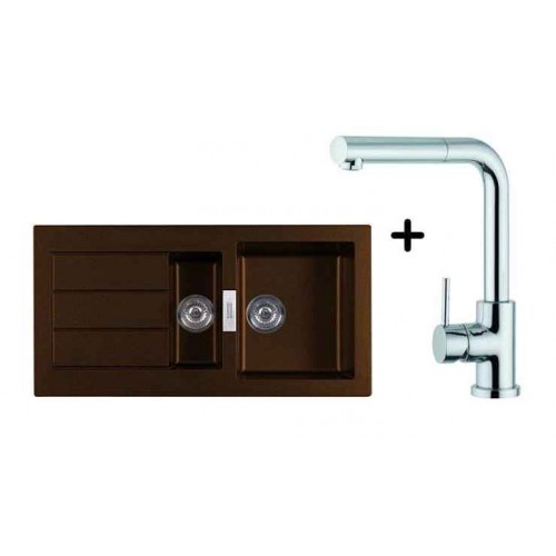 Franke SET T6 tectonitový drez SID 651 hnedá + drezová batéria FN 0147