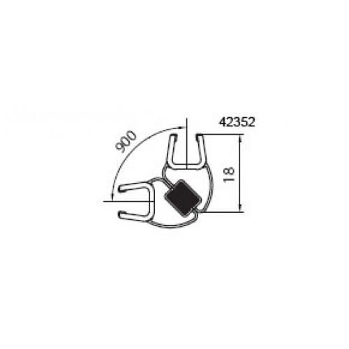 RONAL magnetické tesnenie 90 ° na 6 mm skla 42352R RONAL magnetické tesnenie 90 ° na 6 mm skla 42352R