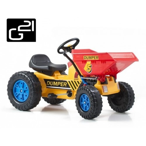 Šliapací traktor G21 Classic s čelným nosičom žlto / modrý 690812