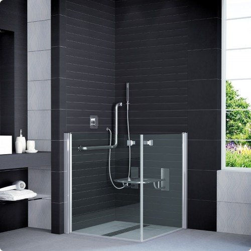 RONAL SLM3 Mobility polovičný rohový vstup, pravý, 90cm,aluchrom/Mastercarré SLM3D09005030