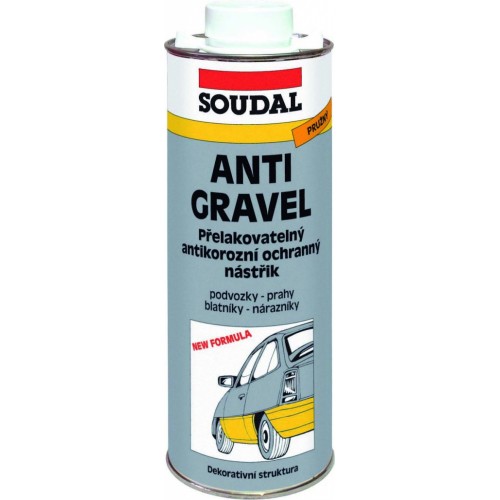 SOUDAL Antigravel prelakovateľný nástrek spray 500 ml, čierna SOUDAL Antigravel prelakovateľný nástrek spray 500 ml, čierna