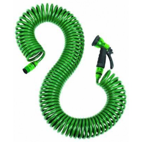 Špirálová hadica na vodu 15m + pištoľ na vodu vrátane spojok 8089 Špirálová hadica na vodu 15m + pištoľ na vodu vrátane spojok 8089