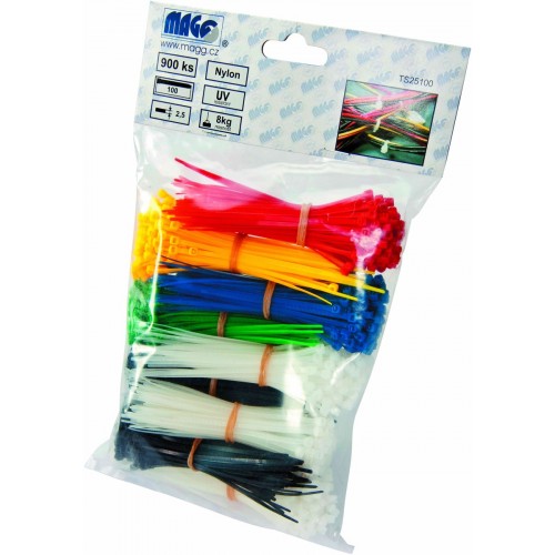 Sťahovacie pásky sada, 2,5 x100mm barevné/900ks