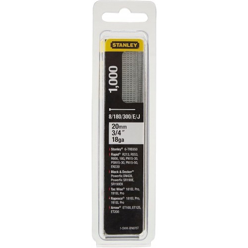 Stanley 1-SWKBN075T 20mm/3/4"/18 Kolárske klince typ 8/300/E/J, 1000ks