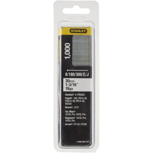 Stanley 1-SWKBN1187T 30 mm/1 3/16"/18 Kolárske klince typ 8/300/E/J, 1000ks
