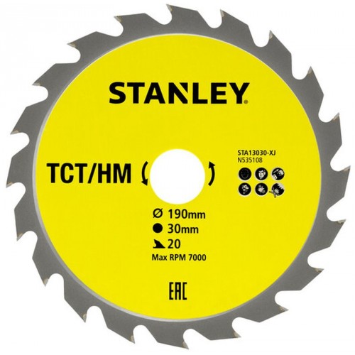 Stanley STA13030 Pílový kotúč TCT/HM pre pozdĺžne rezy 190x30mm, 20 zubov Stanley STA13030 Pílový kotúč TCT/HM pre pozdĺžne rezy 190x30mm, 20 zubov