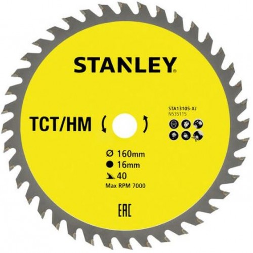 Stanley STA13105 Pílový kotúč TCT/HM pre priečne rezy 160x16mm, 40 zubov