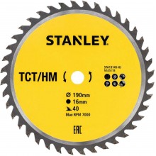 Stanley STA13145 Pílový kotúč TCT/HM pre priečne rezy 190x16mm, 40 zubov