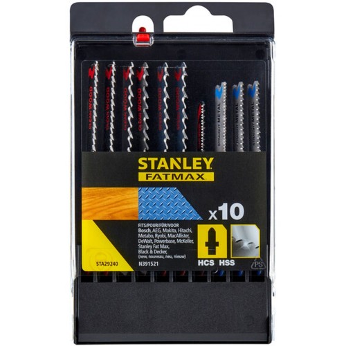 Stanley STA29240 10dielna sada pílových listov HCS-HSS do dreva a kovu, uchytenie "T" Stanley STA29240 10dielna sada pílových listov HCS-HSS do dreva a kovu, uchytenie "T"