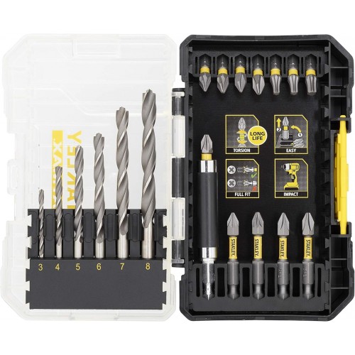 Stanley STA88554 FatMax 19dielna sada vrtákov do železa a bitov