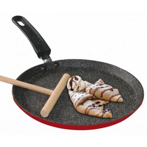 STONELINE Panvica na palacinky s mramorovým povrchom 24 cm, rubínovo červená WX-13691