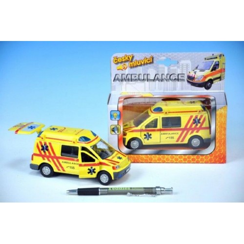 Auto ambulancie, kov, 13cm, česky hovoriaci, na batérie, so svetlom 00065710