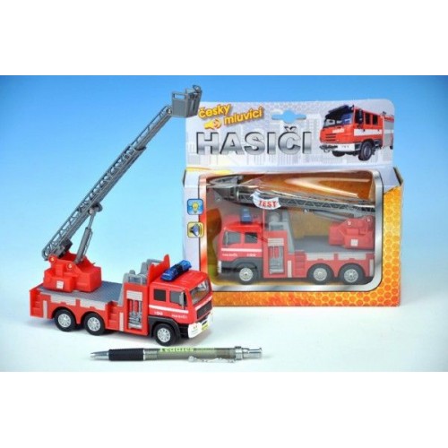 Auto hasiči, kov, 17 cm, česky hovoriaci, na batérie, so zvukom 00065711 Auto hasiči, kov, 17 cm, česky hovoriaci, na batérie, so zvukom 00065711