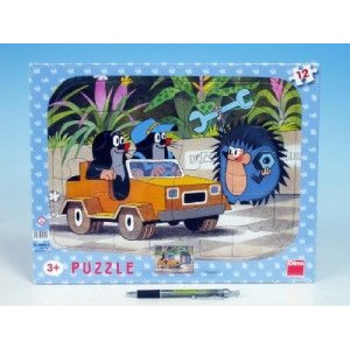 Puzzle doskové tvary Krtko a autíčko 36x28cm 12 dielikov 21303034