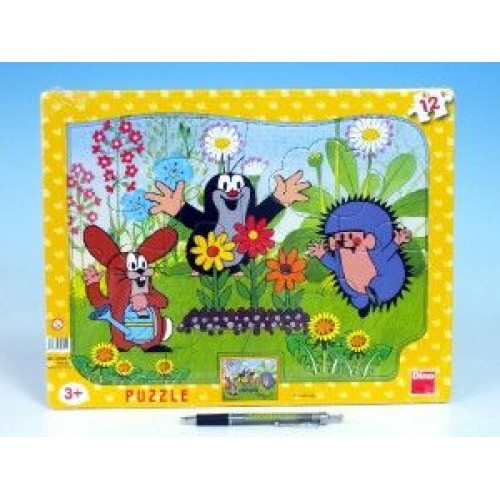 Puzzle doskové tvary Krtko záhradník 36x28cm 12 dielikov 21303041